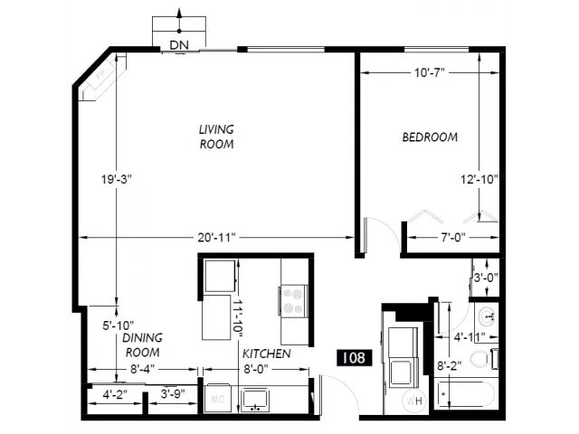 One bedroom floor plan
