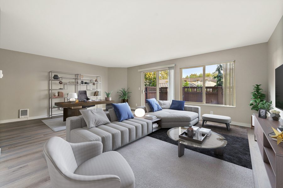 Living room with large windows