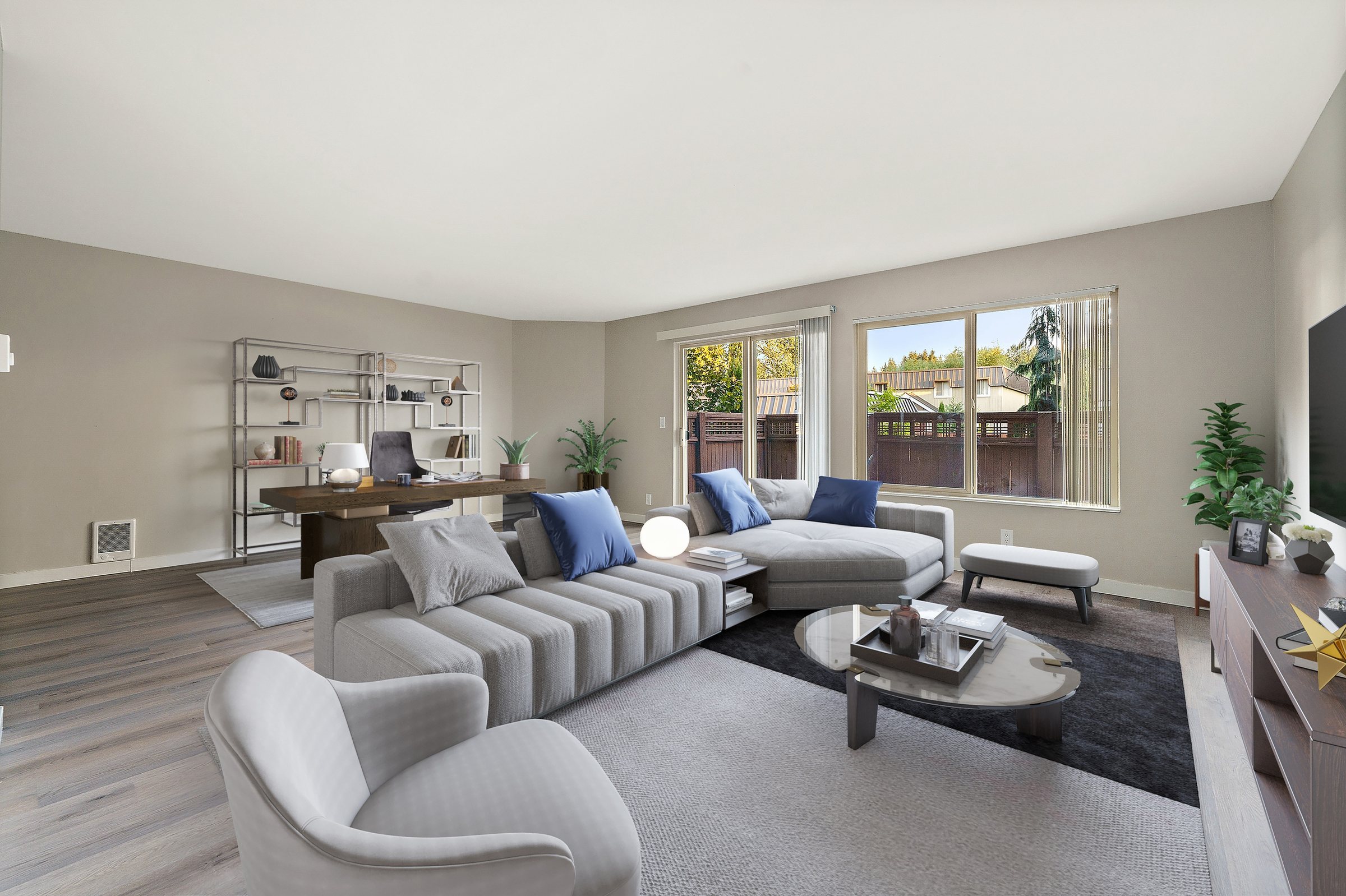 Living room with large windows