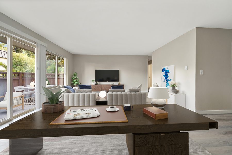 Living room with patio doors