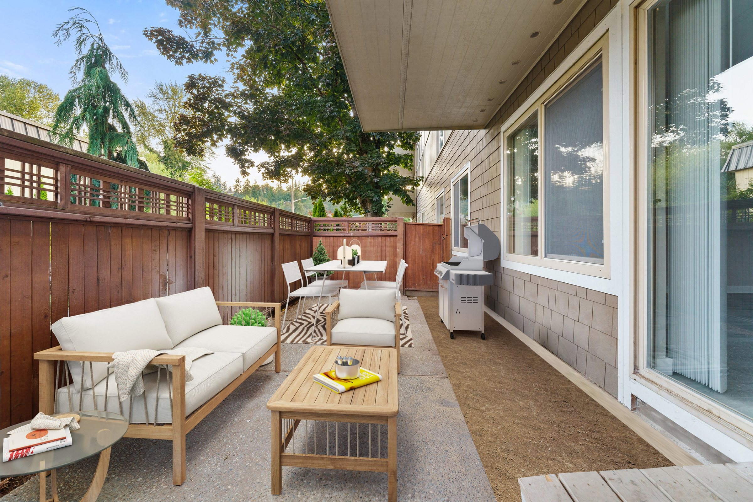 Private patio with outdoor seating